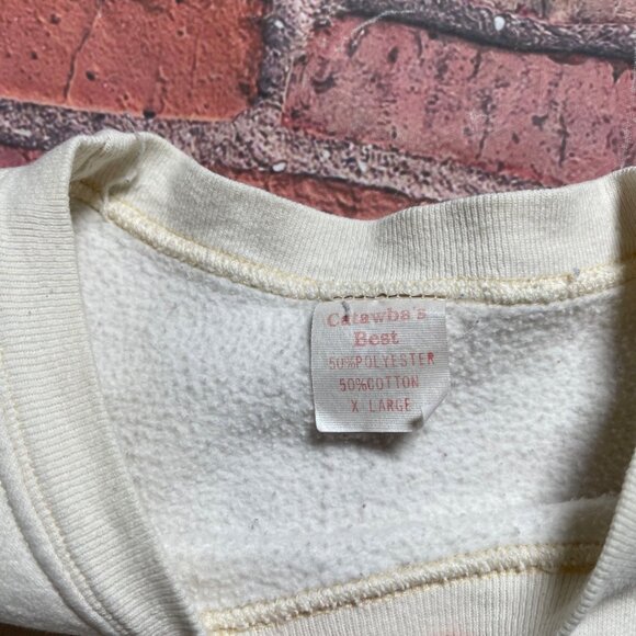 Vintage 90s Noah's Ark Sweatshirt XL White Religion Graphic Pullover Jesus - Picture 3 of 6